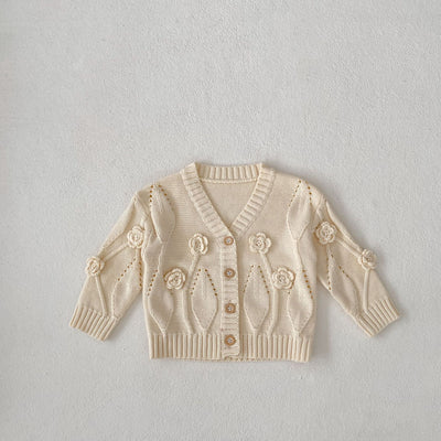 Cardigan Infantil Tejido a Mano con Flores - Image 6