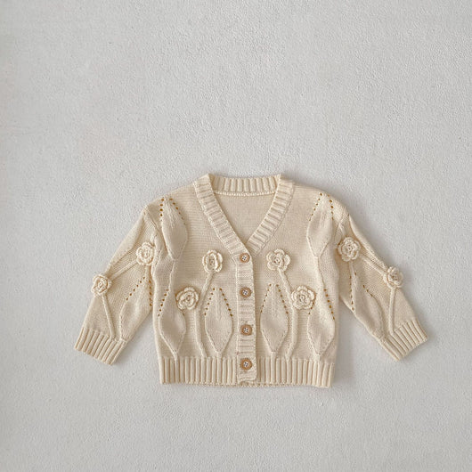 Cardigan Infantil Tejido a Mano con Flores - Image 6