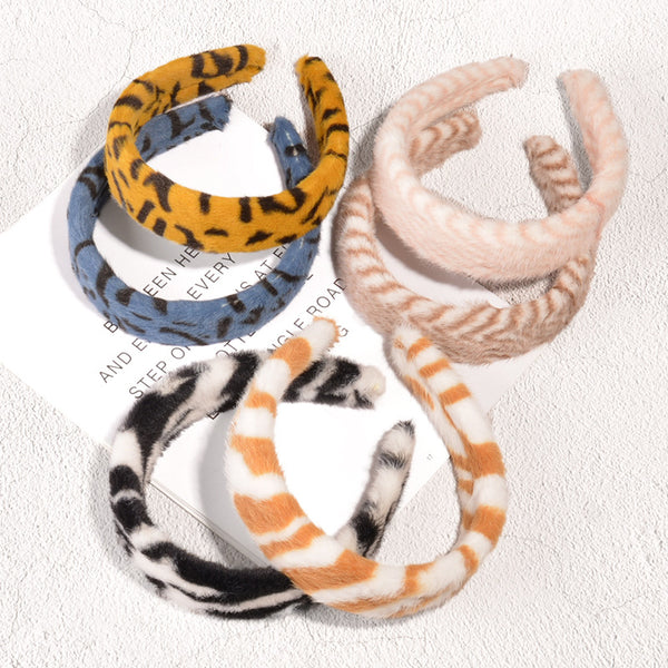 Diadema Estampado Leopardo Suave y Esponjosa