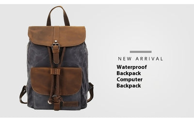 Mochila de Viaje Impermeable Cuero Crazy Horse y Lona para Hombre - Image 19