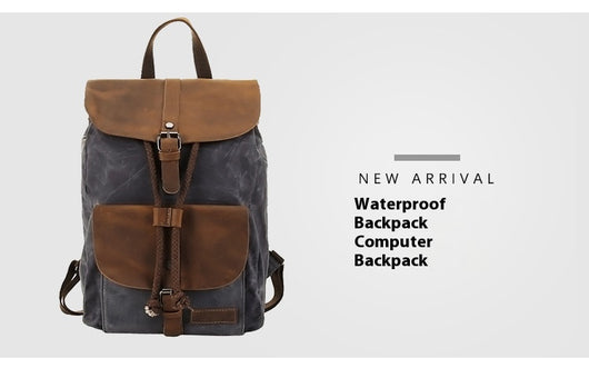 Mochila de Viaje Impermeable Cuero Crazy Horse y Lona para Hombre - Image 19