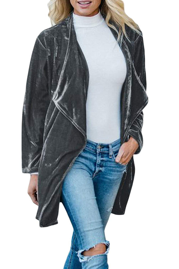 Abrigo Largo de Terciopelo Dorado - Estilo Europeo Casual y Elegante