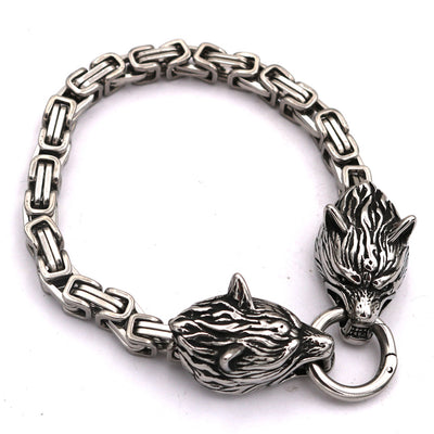 Pulsera de Acero Titanio con Dije Cabeza de Lobo para Hombre - Image 2