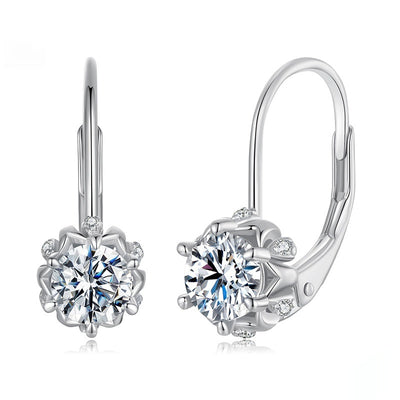 Aretes Clip Botón Floral Elegantes Plata Esterlina Baño Oro Blanco - Image 2