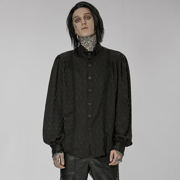 Camisa Clásica de Manga Larga con Cuello Mao para Hombre