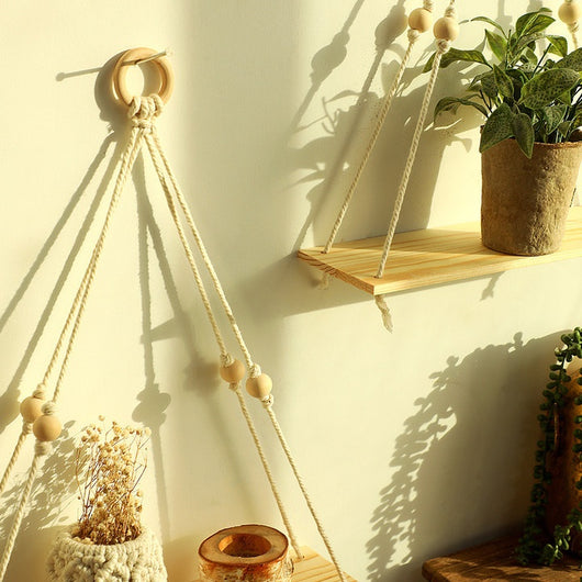 Repisa de Pared Tejida en Algodón con Base de Madera Natural - Image 7