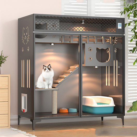 Casa Doble de Madera para Gatos con Diseño Moderno - Image 7