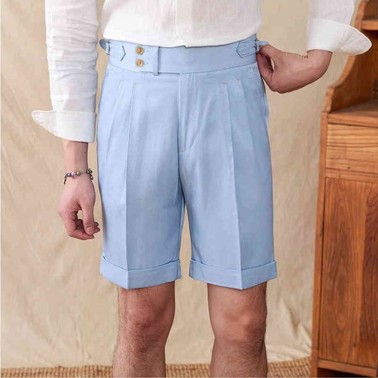 Pantalones Cortos Casuales Napoli de Doble Pliegue para Hombre - Estilo Británico - Image 5