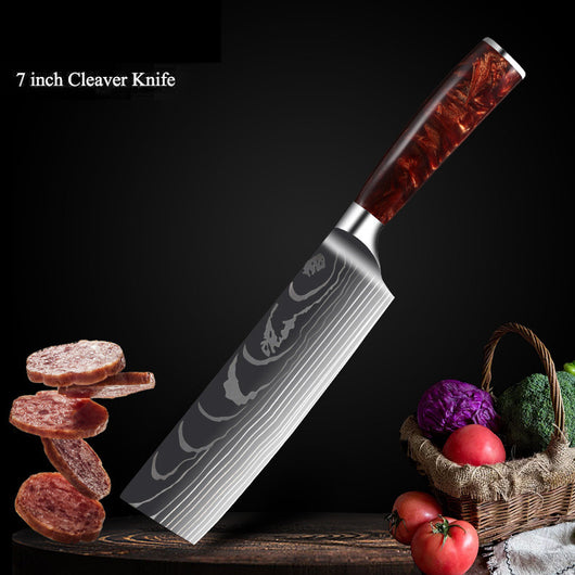 Juego de Cuchillos de Cocina Damascus con Mango de Resina Roja - Image 14