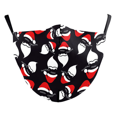 Black double-layer dust mask with a vibrant, multi-colored snowflake digital print and ear hooks. - Image 17