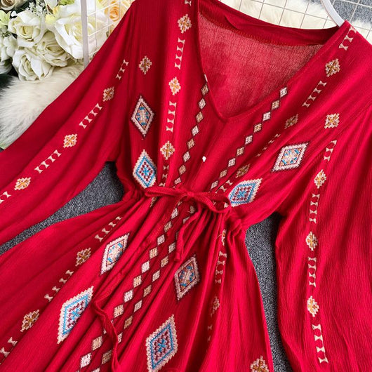 Vestido Largo de Mujer con Bordado Industrial y Cintura Ajustable - Image 11