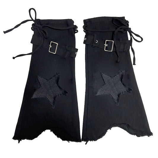 Calcetines Denim Retro con Bordado de Estrellas y Cuello Anudado para Mujer - Image 2