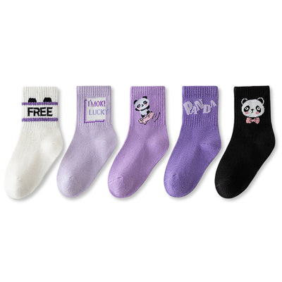 Calcetines Deportivos Infantiles Otoño Invierno - Diseño Panda Púrpura - Image 6