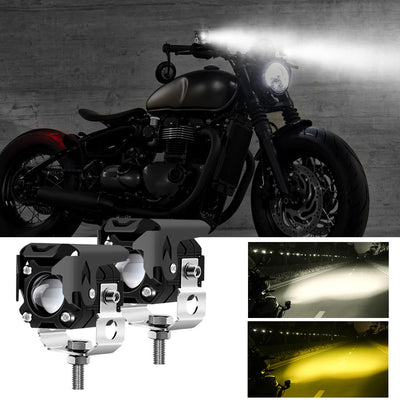 Faro Auxiliar LED Bicolor (Blanco y Ámbar) para Moto y Trabajo Pesado