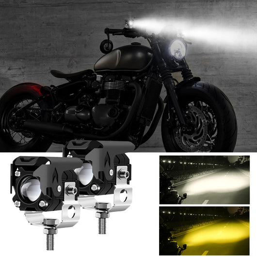 Faro Auxiliar LED Bicolor (Blanco y Ámbar) para Moto y Trabajo Pesado