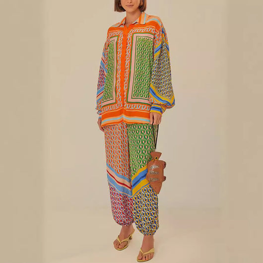 Conjunto de Traje Casual con Camisa Estampada - Image 2