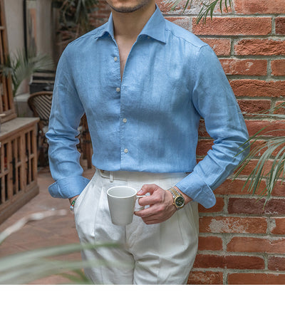 Camisa de Lino Retro con Mangas Largas - Estilo Casual - Image 8