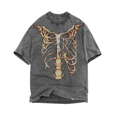 Camiseta Skeleton Destruction Desgastada - Estilo Urbano Oversize