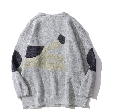 Suéter Jacquard con Diseño de Gato Cuello Redondo Unisex Trendy Oversize - Image 6