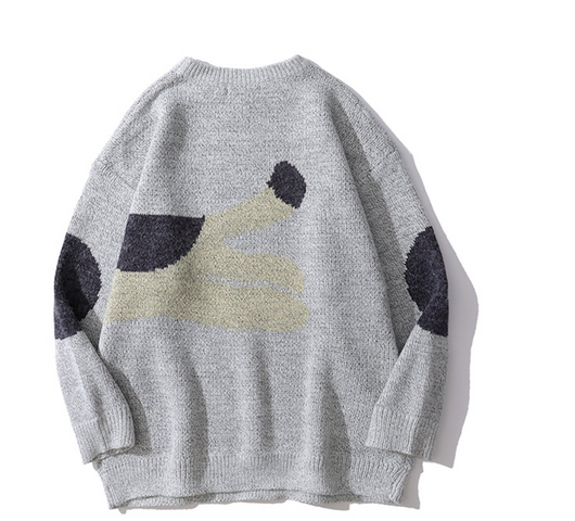 Suéter Jacquard con Diseño de Gato Cuello Redondo Unisex Trendy Oversize - Image 6