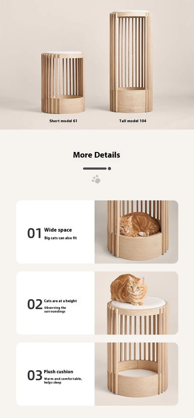 Rascador de Madera Maciza para Gatos con Cama Integrada - Image 10