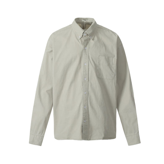 Camisa Retro Americana de Color Sólido para Otoño - Image 6