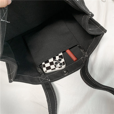 Bolsa de Lona Grande con Letras Literarias - Capacidad Amplia - Image 3