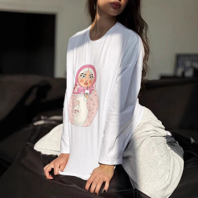 Blusa Suelta Estampada de Manga Larga para Mujer - Image 2