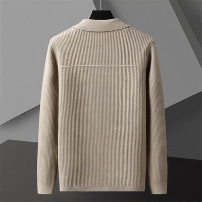 Suéter de Cuello Solapa Grueso para Hombre - Manga Larga Otoño Invierno con Bolsillos - Image 5