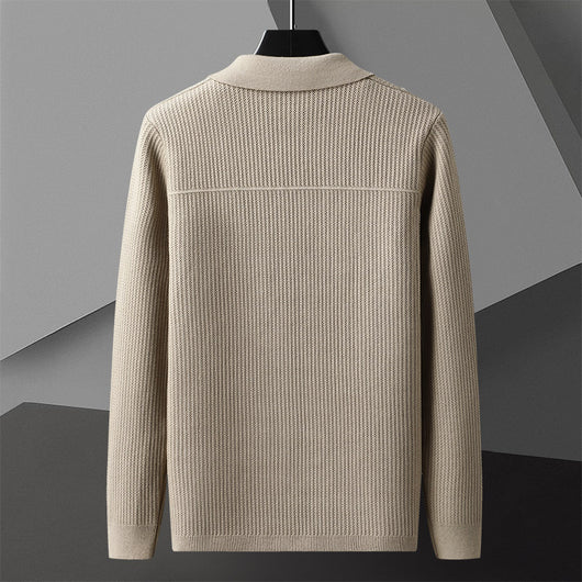 Suéter de Cuello Solapa Grueso para Hombre - Manga Larga Otoño Invierno con Bolsillos - Image 5