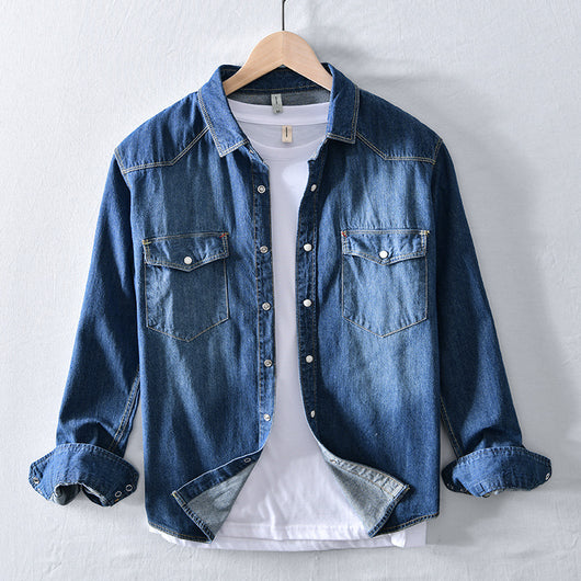 Camisa Vaquera Clásica de Manga Larga para Hombre en Blanco - Image 3