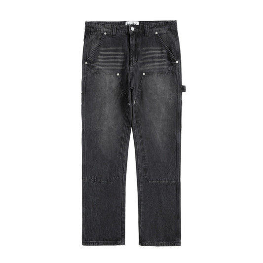Pantalones de Mezclilla Punk Vintage Desgastados y Lavados