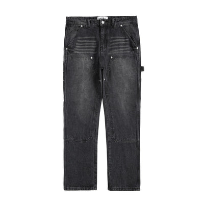 Pantalones de Mezclilla Punk Vintage Desgastados y Lavados