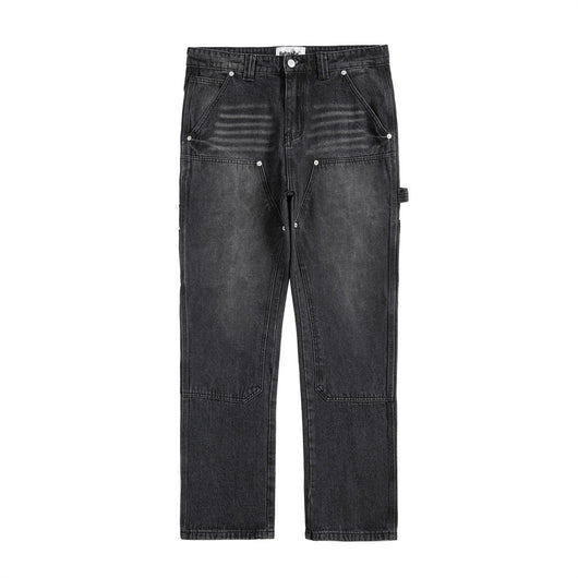 Pantalones de Mezclilla Punk Vintage Desgastados y Lavados