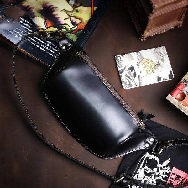 Bolso de Pecho de Cuero Genuino para Hombre - Bandolera Retro Estilo Casual