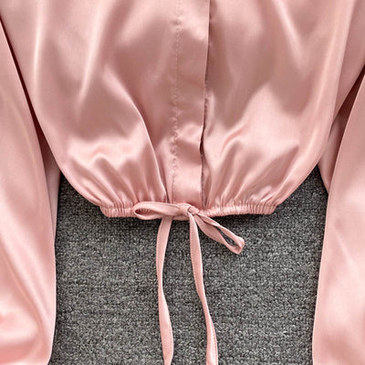 Top Crop Satinado Ajustado Estilo Cocción Ligera para Mujer - Image 25