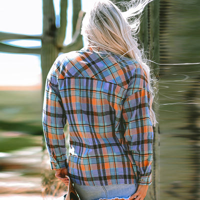 Camisa Cuadros Casual Suelta con Múltiples Hebillas para Mujer - Image 3