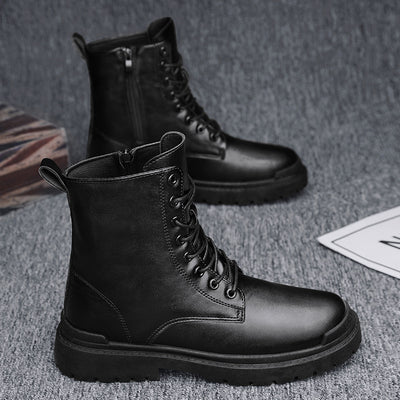Botas de Trabajo Retro Plataforma Alta en Cuero - Estilo Británico Ciclista - Image 3