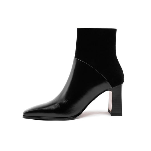 Botines para Mujer de Cuero Punta Cuadrada con Tacón Grueso y Cierre Lateral - Image 3