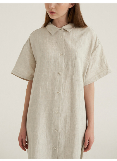 Vestido Camisero Manga Corta Cuello Clásico - Image 25