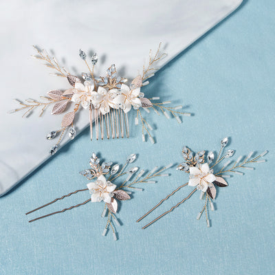 Peine de Novia con Flores y Cristales Brillantes - Accesorio Artesanal para el Cabello - Image 3