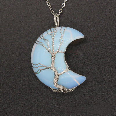 Collar Artesanal con Cristal Natural, Árbol de la Vida y Luna - Image 15