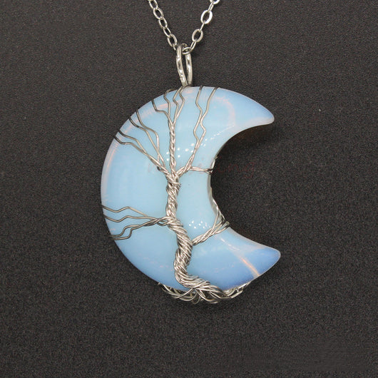 Collar Artesanal con Cristal Natural, Árbol de la Vida y Luna - Image 15