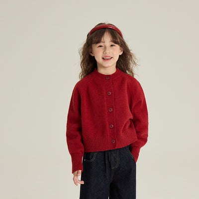Cardigan Tejido Rojo Estilo Coreano para Niña - Image 6