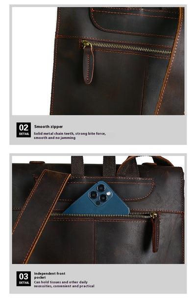 Mochila Vintage de Cuero Crazy Horse Grande para Hombre - Image 19
