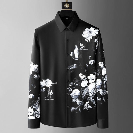 Camisa Slim Fit para Hombre con Estampado de Pintura Artística