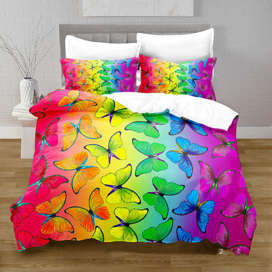 Juego de Ropa de Cama Funda Nórdica Estampado Mariposas Impresión 3D Digital Tela Cepillada - Image 11