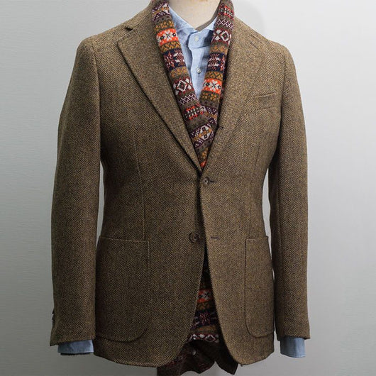 Blazer de Tweed Lana Estilo Británico Retro para Hombre - Image 2