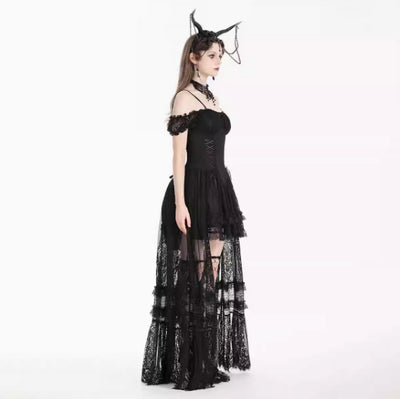 Vestido Gótico Romántico de Encaje Elegante Retro - Image 5