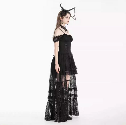 Vestido Gótico Romántico de Encaje Elegante Retro - Image 5